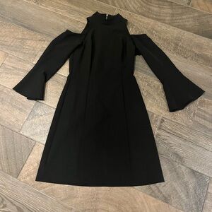 Nicole Miller Black Cold Shoulder Long Sleeve Dress